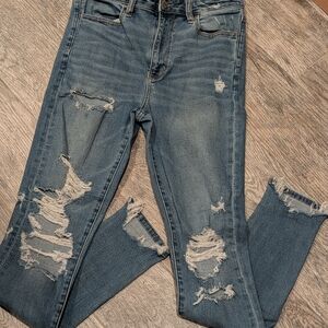 American Eagle Outfitters Ripped Blue Skinny Jeans
